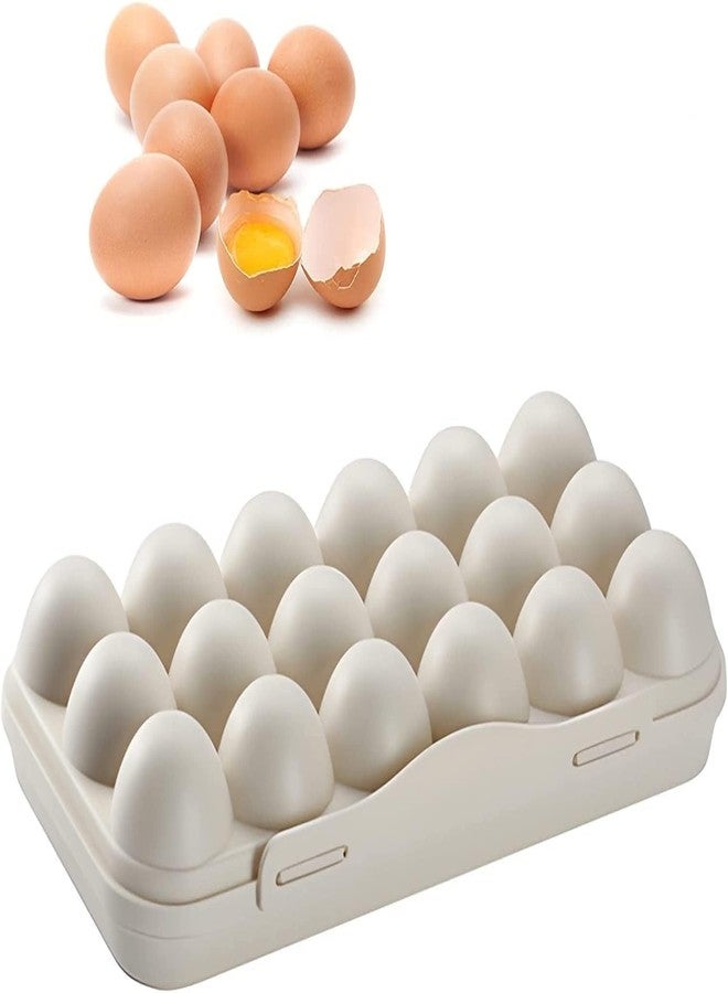 SOLDFLY Egg tray box container egg storage holder for kitchen organizer fridge Freezer, Stackable Tray Organizer Storage home hotel Cases Double Layer Box Camping (Cream) - Image 1
